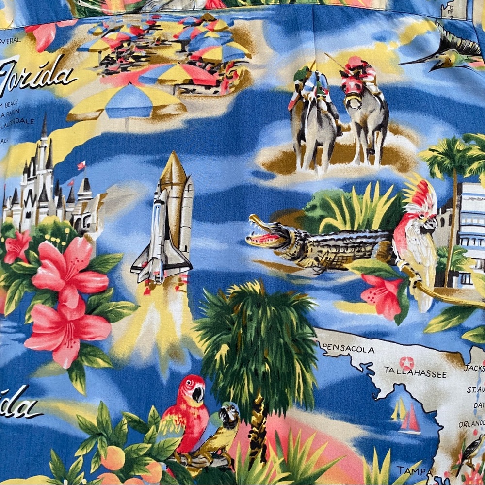 Paradise Found vintage Hawaiian shirt mens FLORIDA print tropical state floral - Picture 7 of 7
